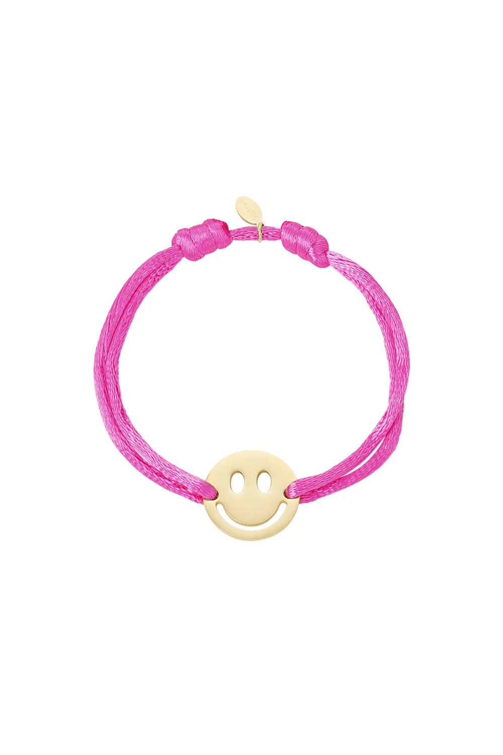 Satijnlook Armband met Smiley - Donkerroze