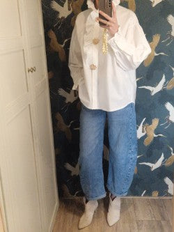 Katoenen Blouse met Gouden Broches