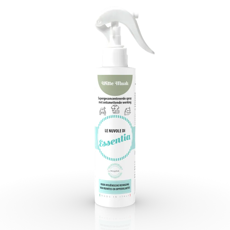 Witte sprayflacon Cloud Witte Musk 250 ml met groene en turquoise details