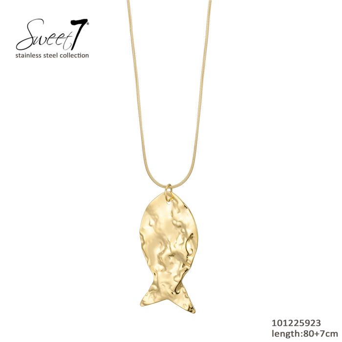 Lange Ketting met Vishanger Goud - Sweet7 Stainless Steel