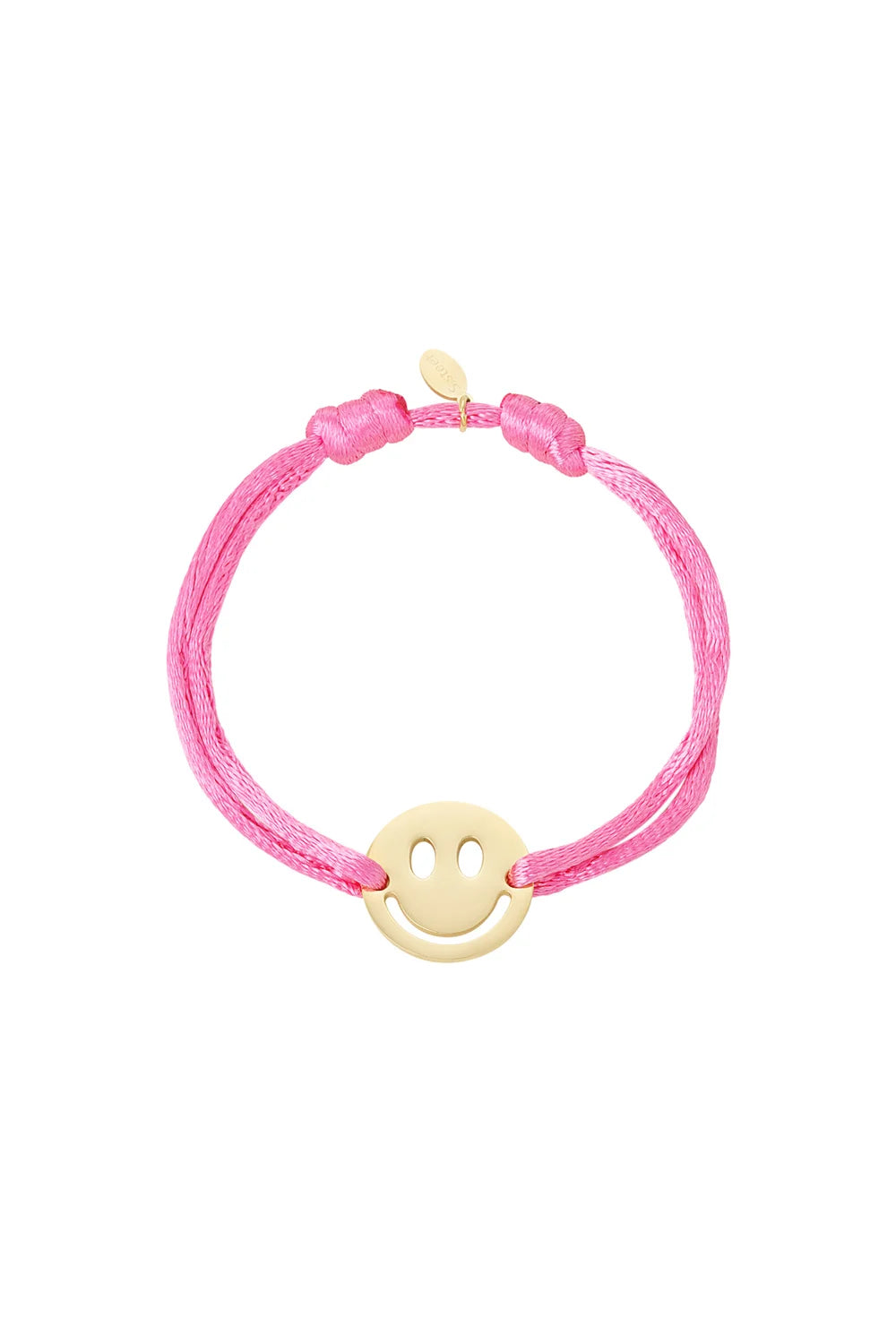 Satijnlook Armband met Smiley - Roze