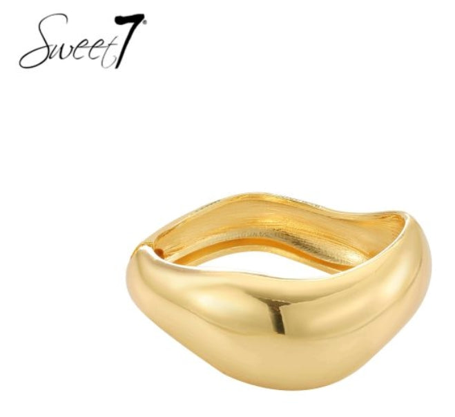 Sweet7 Bangle Armband Goud Golvend - 18 cm