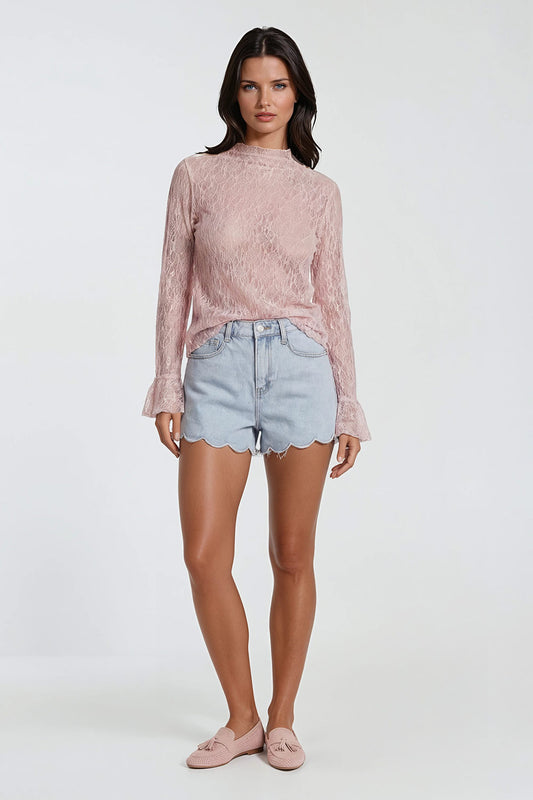 Short Jeans met Schulprand – Lichtblauw