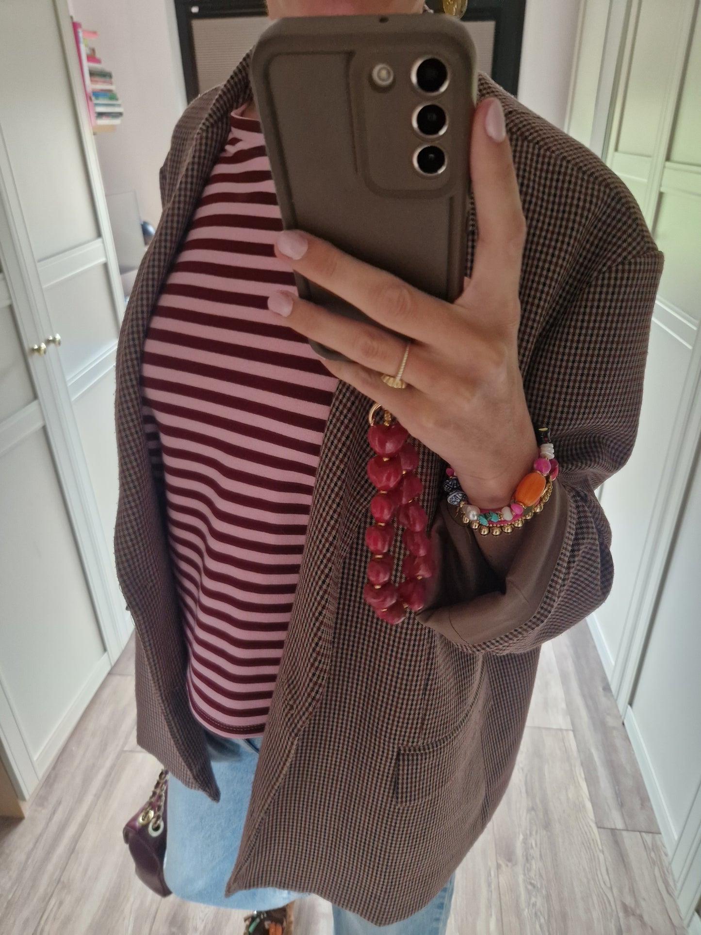 Stripe Tee - Burgundy & Pink