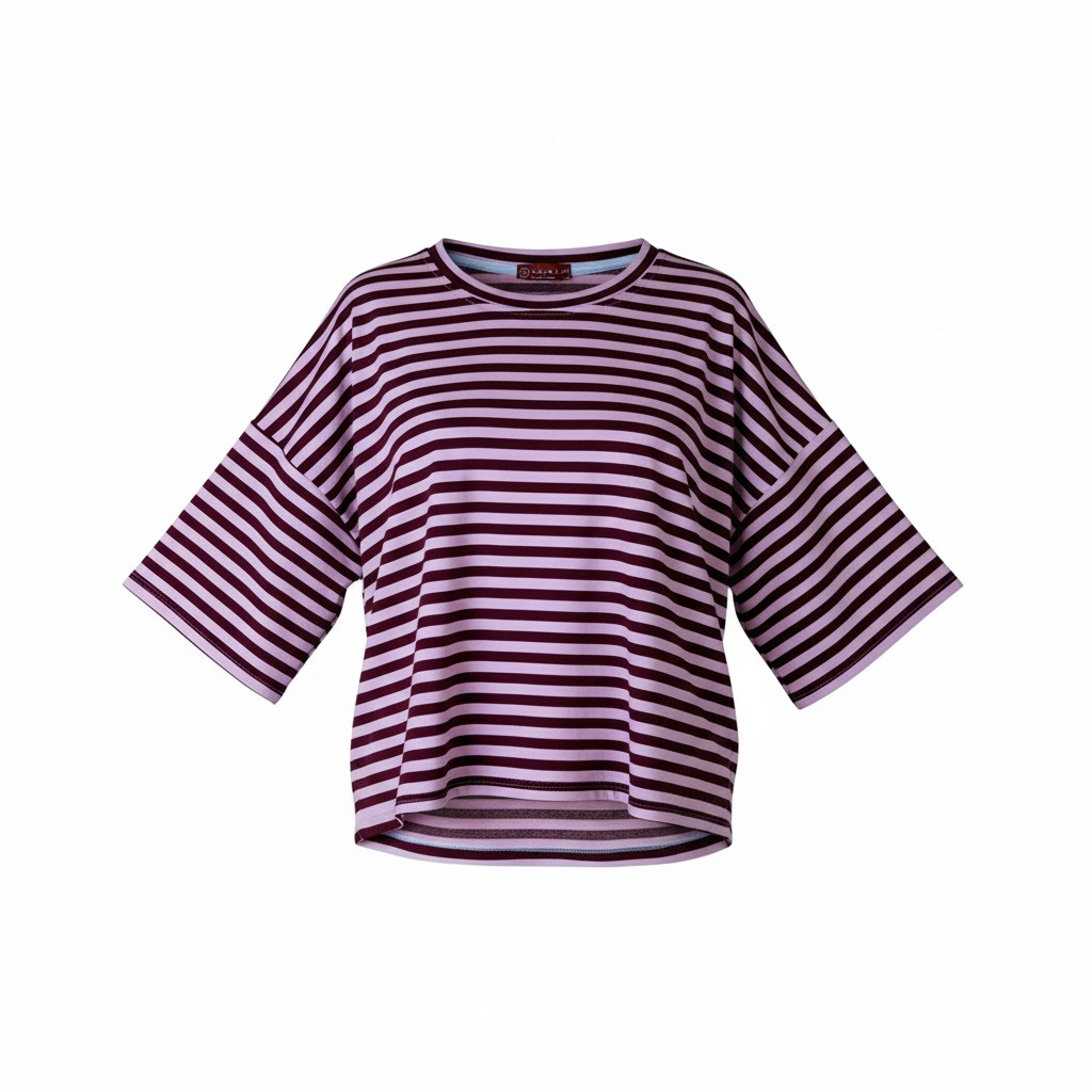 Stripe Tee - Burgundy & Pink