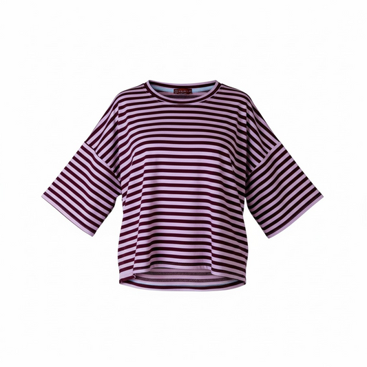 Stripe Tee - Burgundy & Pink